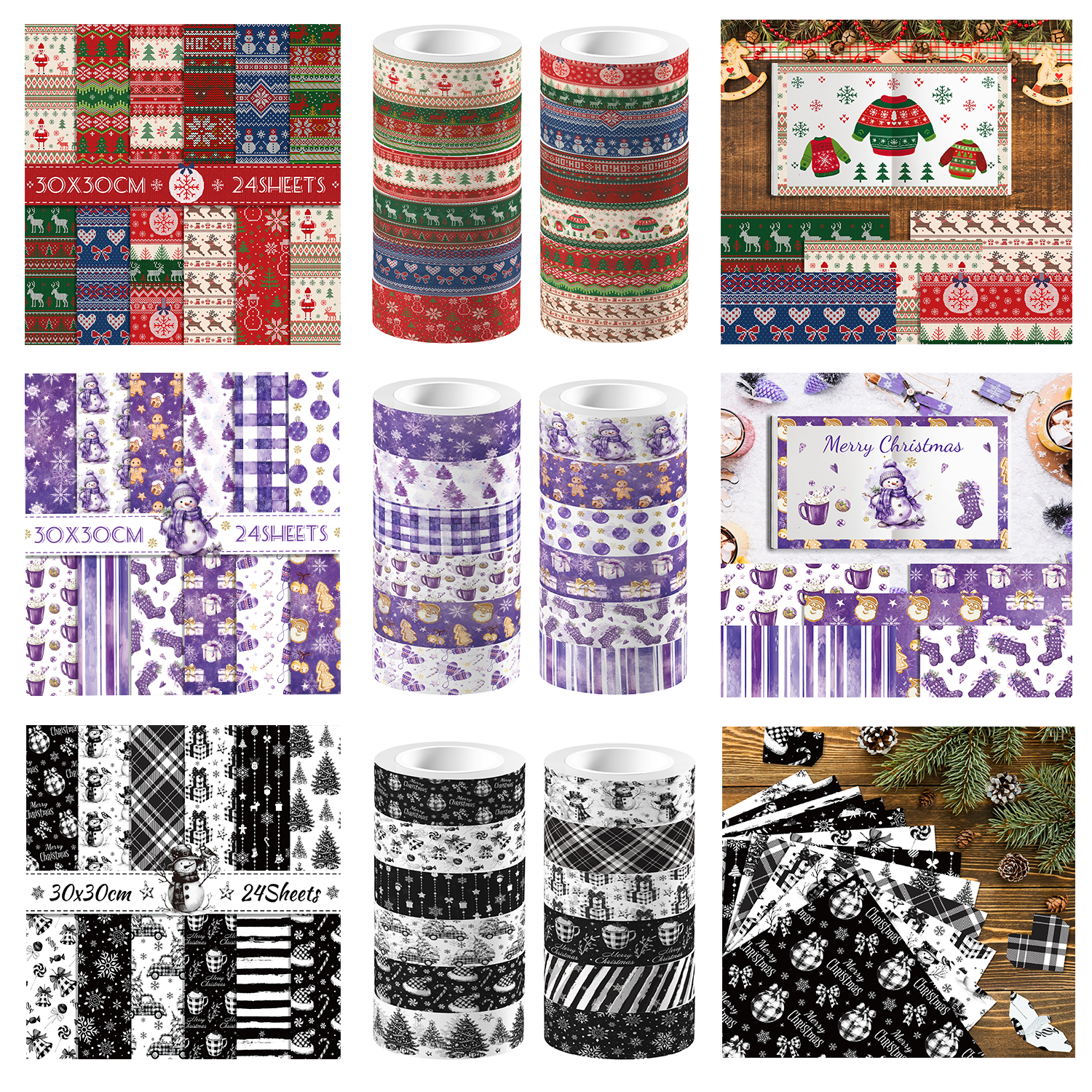 Washi Tape Rolls - Christmas Washi Tape And Background Paper