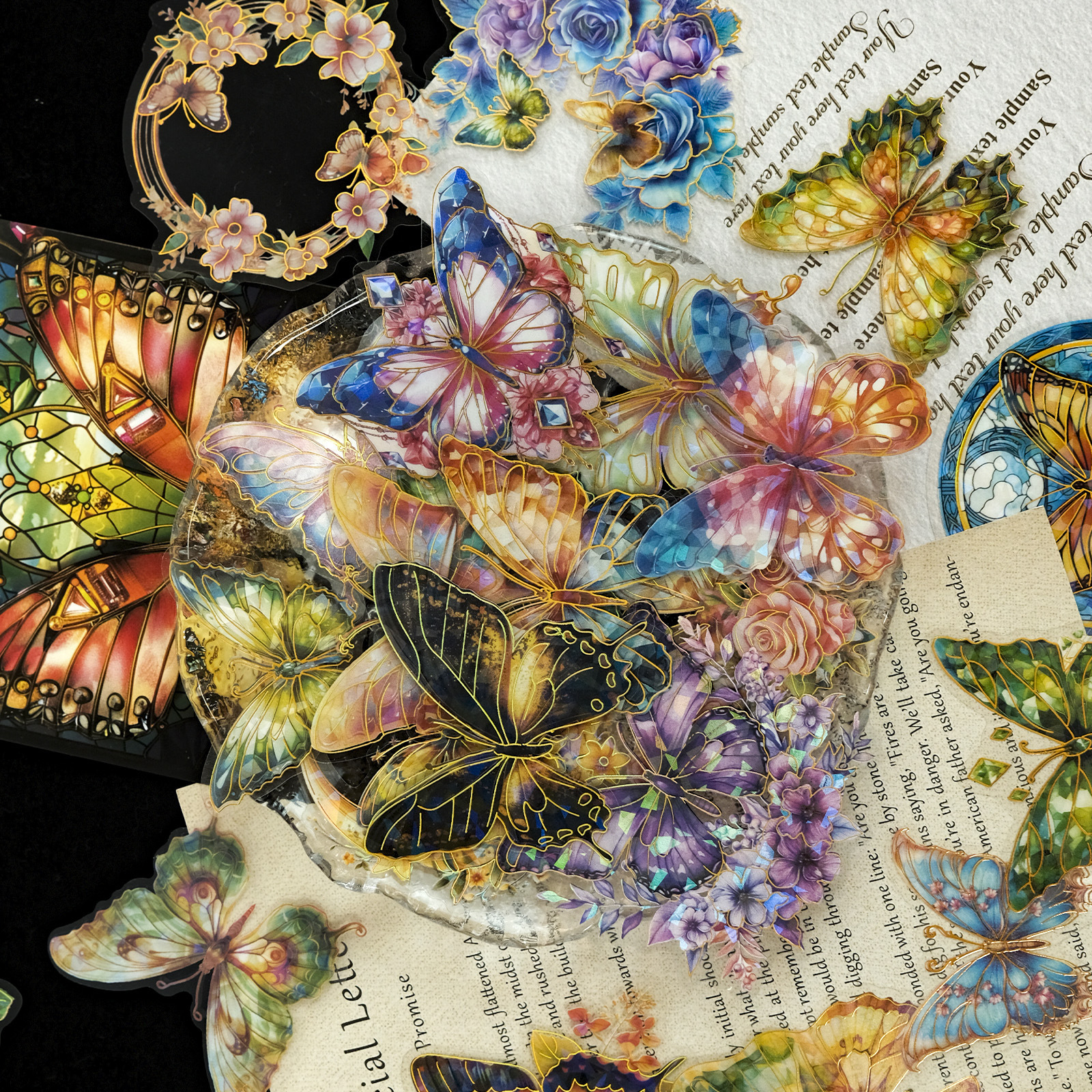 Art Craft Journals - 30 Sheets Holographic Foil Butterfly Flower