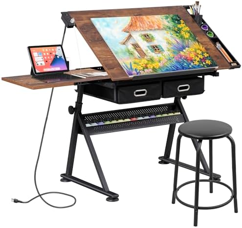 Art & Craft Tape - Adjustable Drafting Table with Stool, Tilting