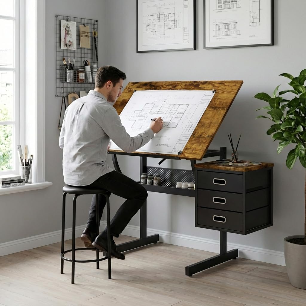 Art & Craft Tape - Adjustable Art Desk with Storage, 0-75°