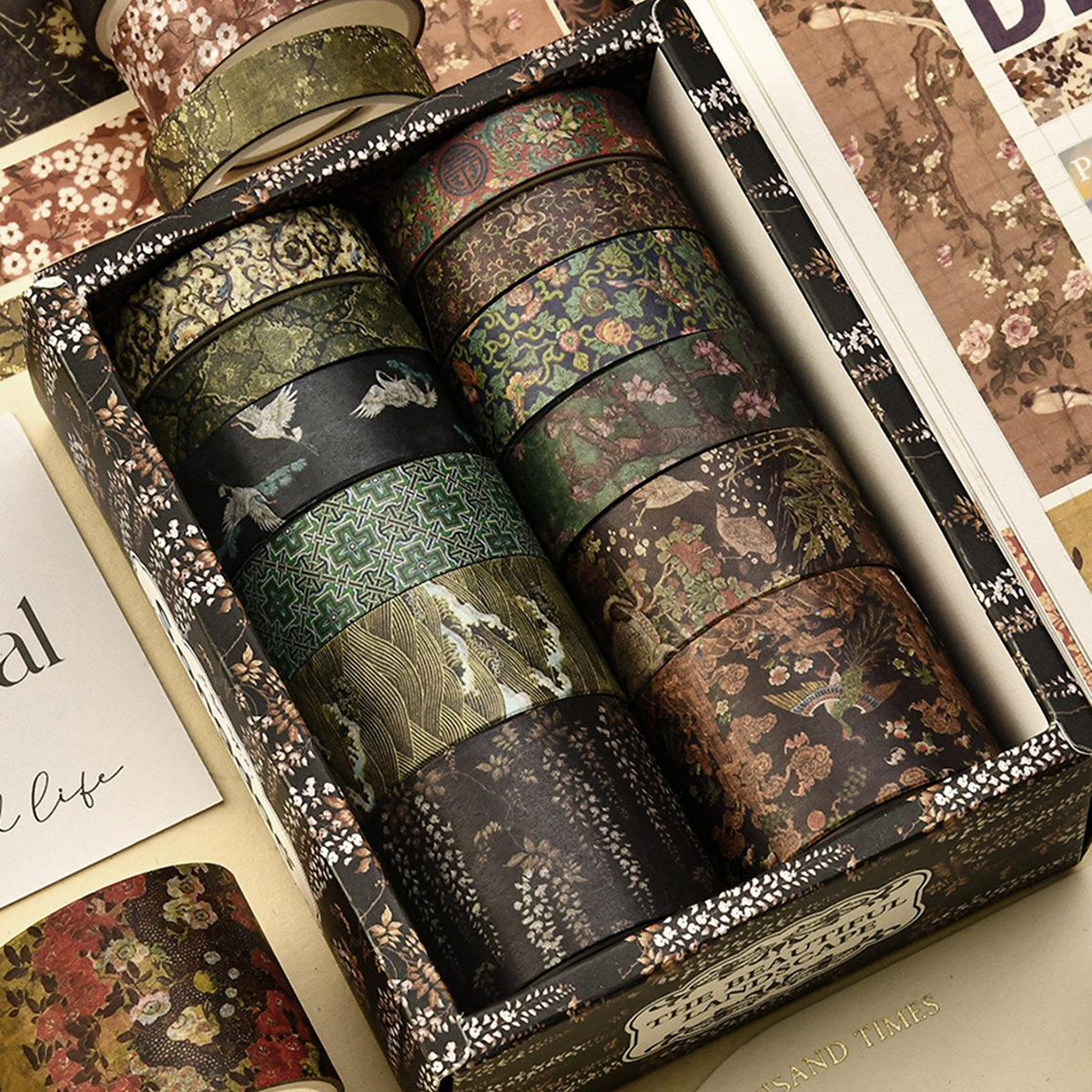 Washi Tape Rolls - 12 Rolls Vintage Floral Washi Tape