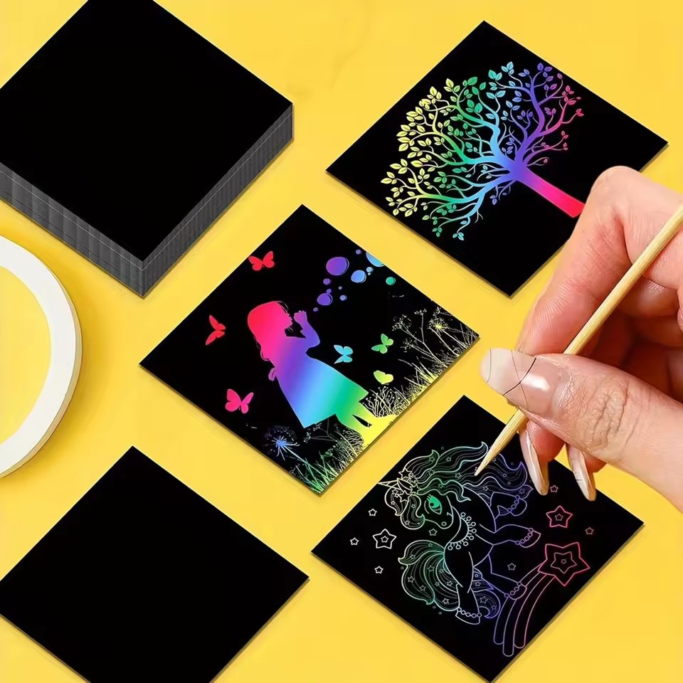 100pcs Scratch-Off Pad Cards R - Art Craft Rainbow 评论和价格