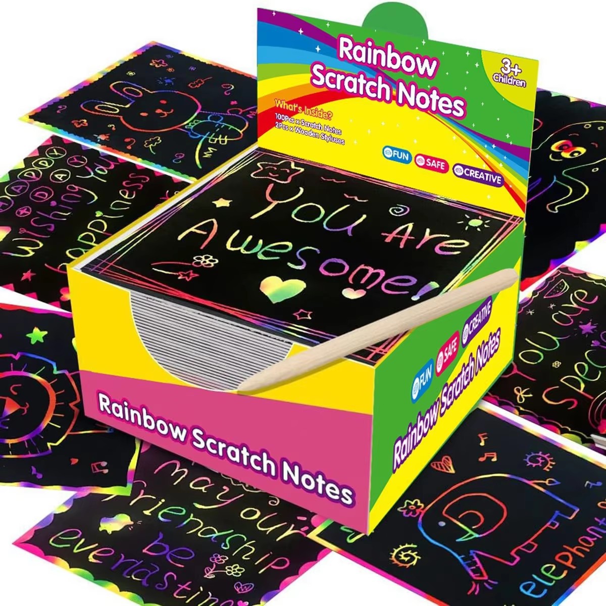100pcs Scratch-Off Pad Cards R - Art Craft Rainbow 评论和价格