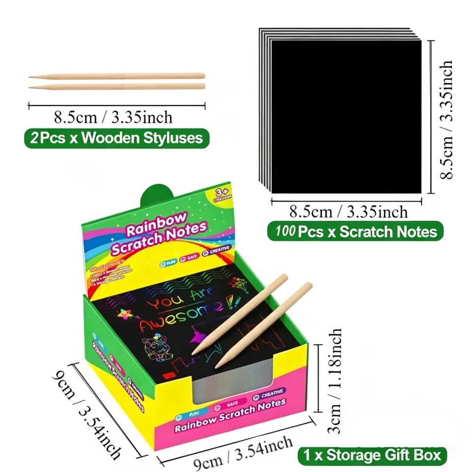 100pcs Scratch-Off Pad Cards R - Art Craft Rainbow 评论和价格