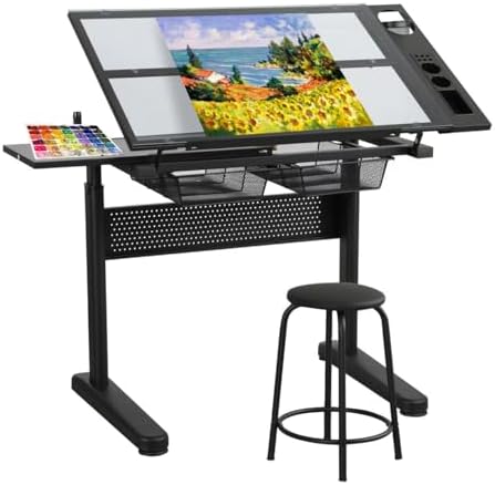 Glass Craft Table Drawing Desk - Art & Craft Tape 评论和价格