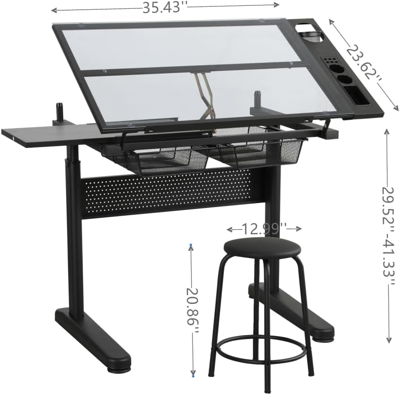 Glass Craft Table Drawing Desk - Art & Craft Tape 评论和价格