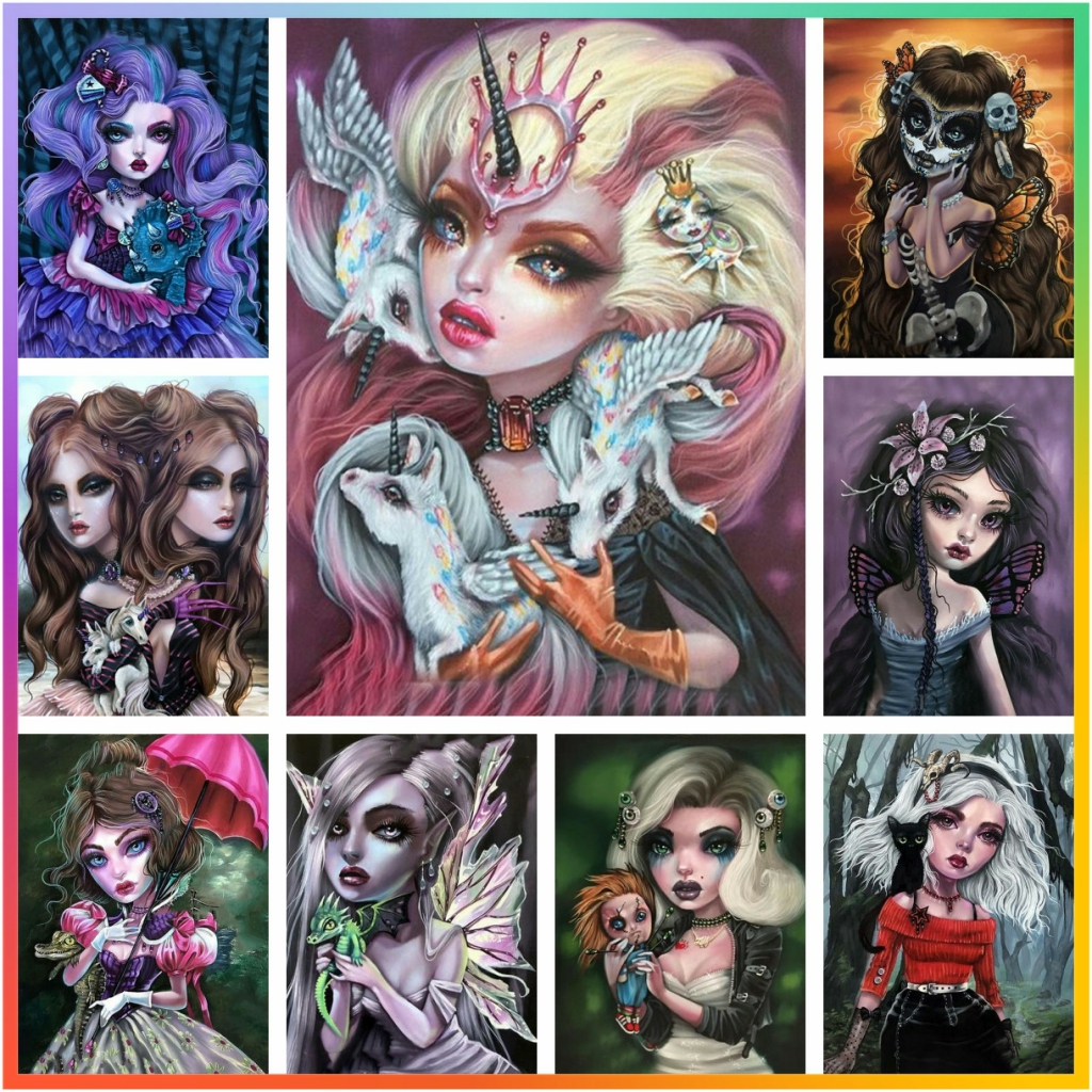 Cartoon Dark Girl Diamond Pain - Art Craft Disney 评论和价格