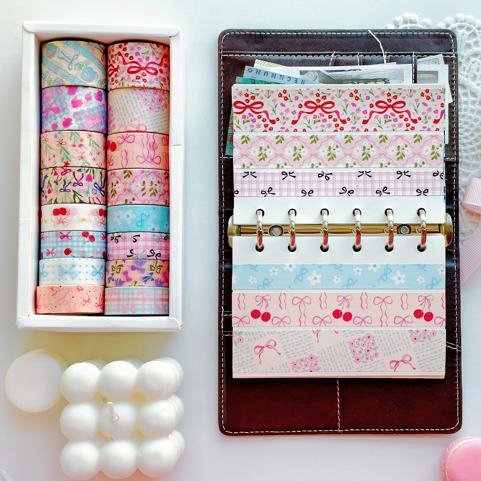 16 Rolls Pink Bow Washi Tapes  - Art Craft Journals 评论和价格