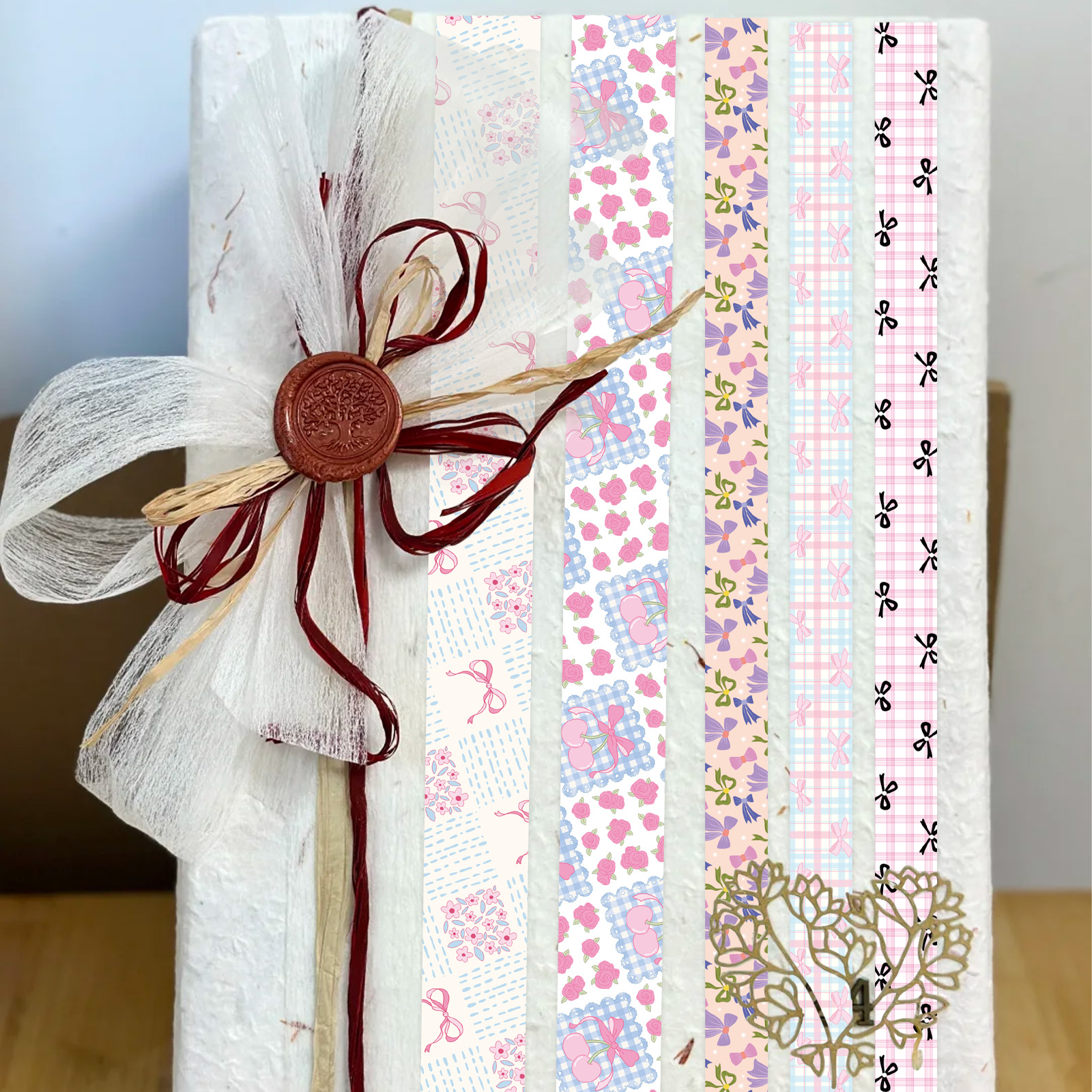 16 Rolls Pink Bow Washi Tapes  - Art Craft Journals 评论和价格
