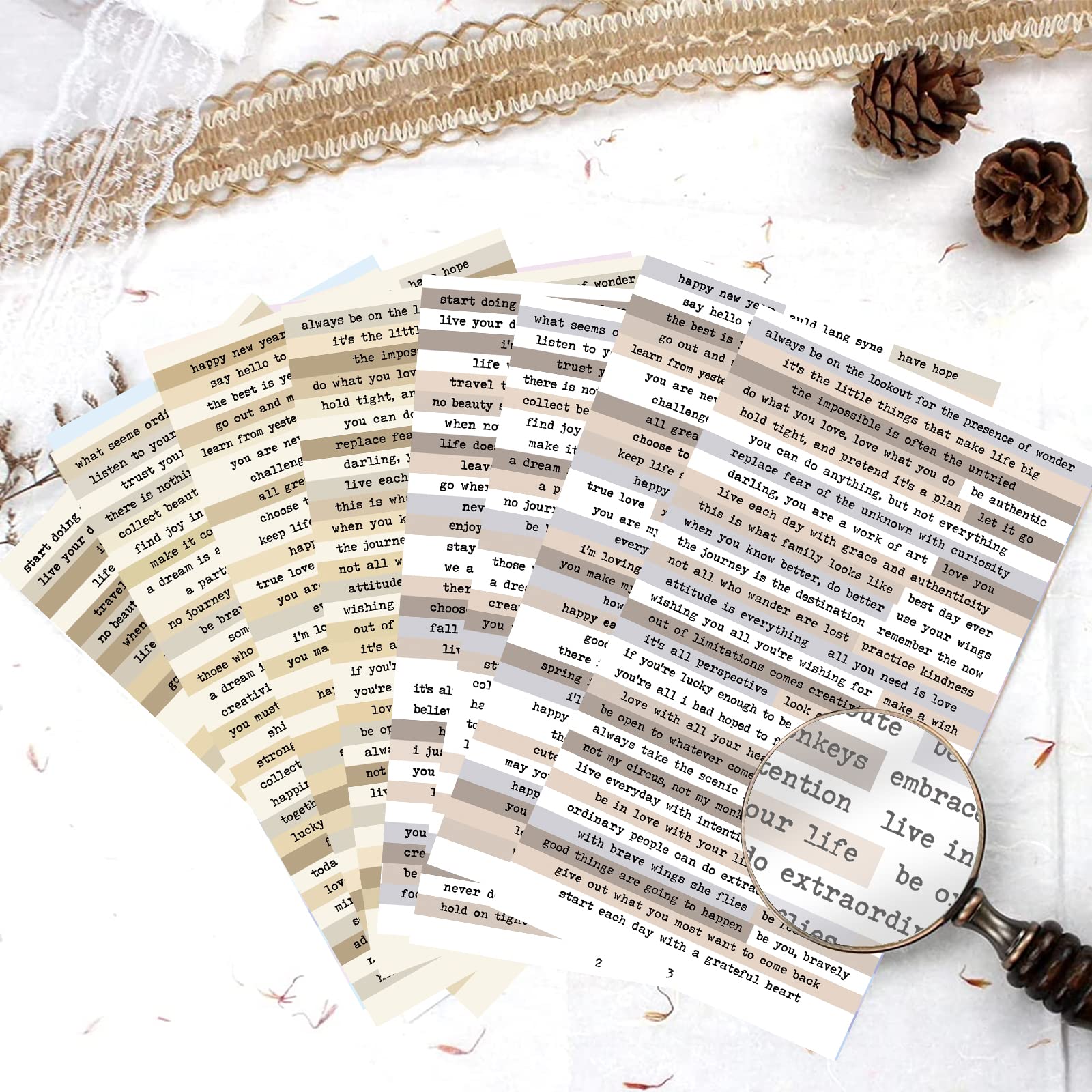 8pcs Brown Notes Quote Sticker - Art Craft Journals 评论和价格