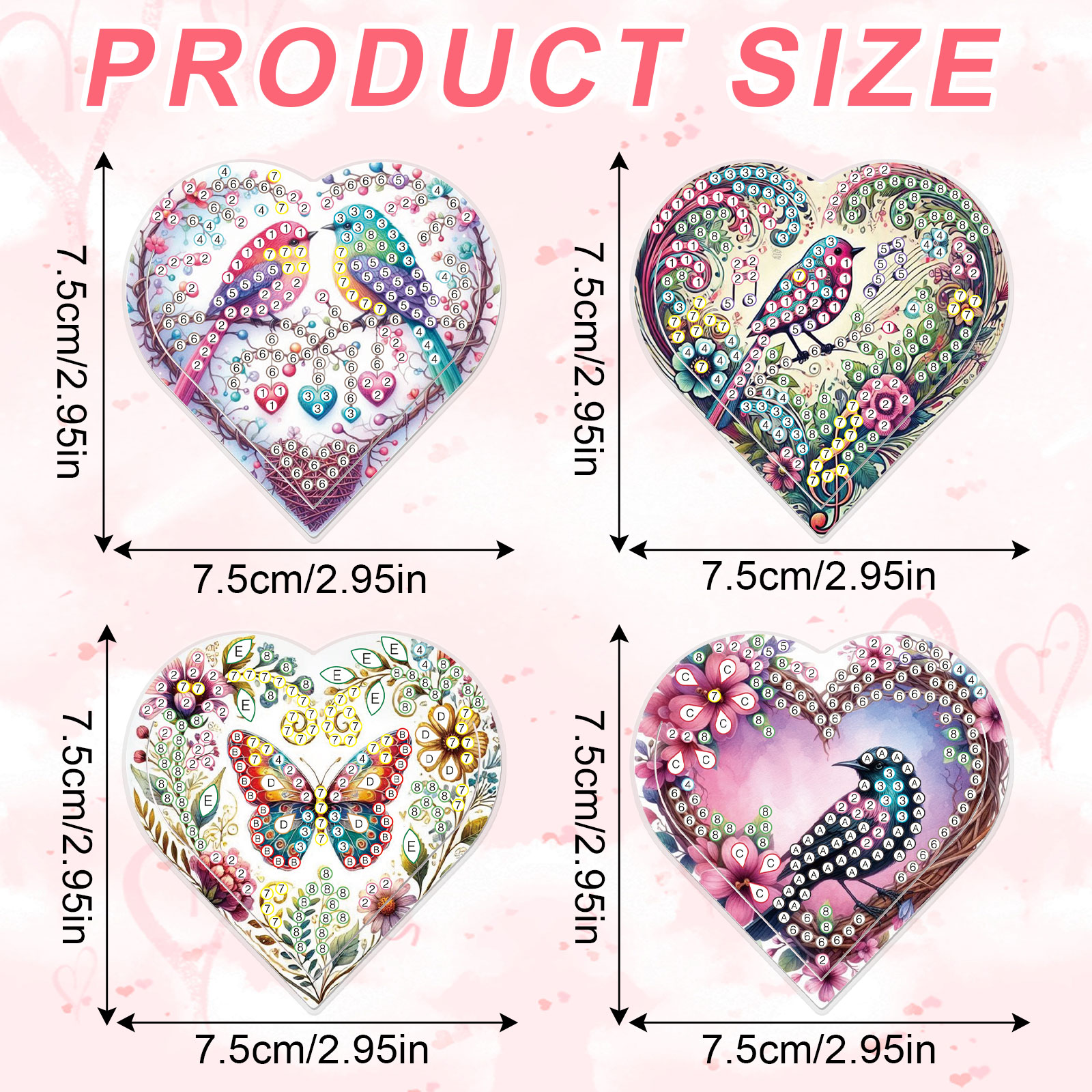 4PCS Diamond Painting Heart Sh - Art Craft Kits 评论和价格