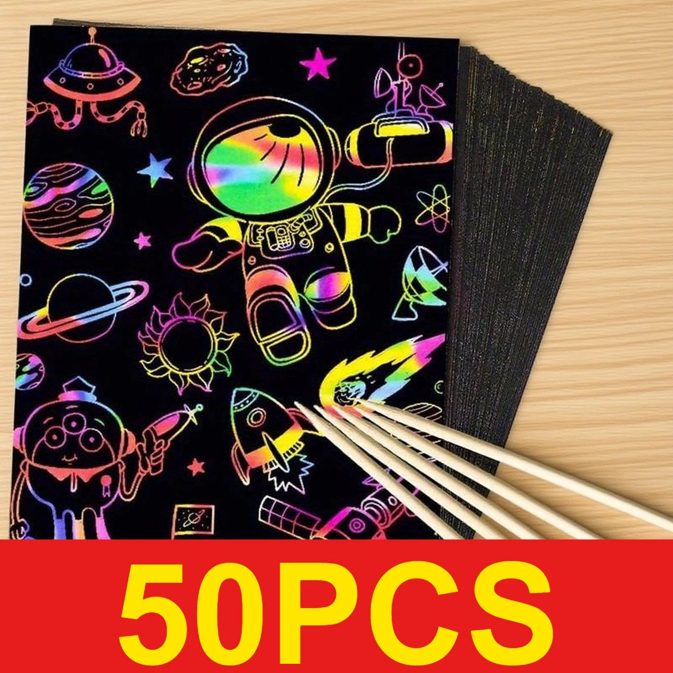 50 pcs Scratch Paper Kids Rain - Art Craft Rainbow 评论和价格