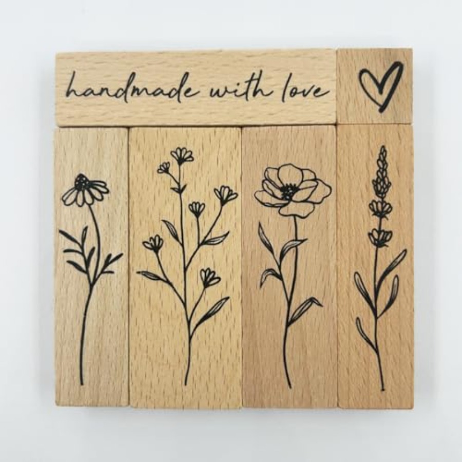 6Pcs Vintage Wood Rubber Stamp - Art Craft Journals 评论和价格