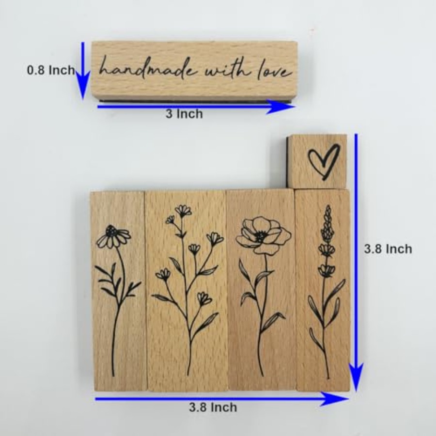 6Pcs Vintage Wood Rubber Stamp - Art Craft Journals 评论和价格