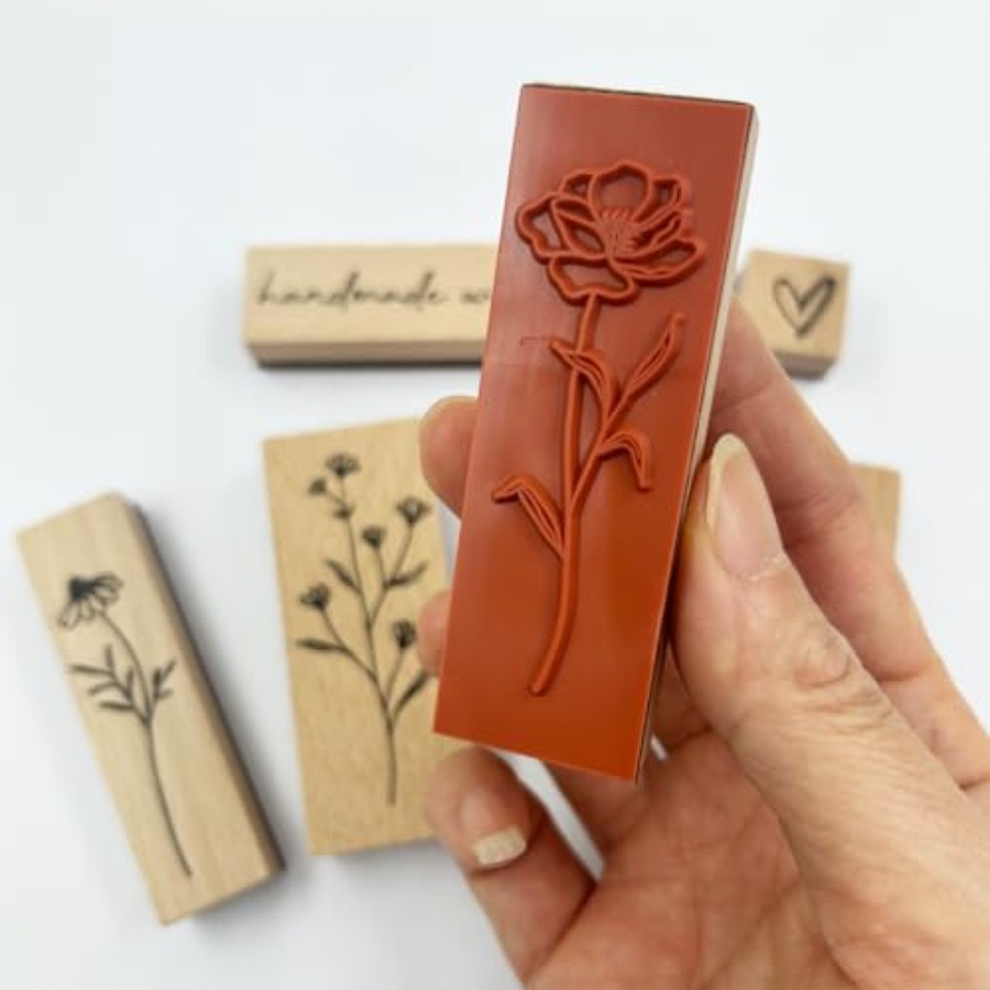 6Pcs Vintage Wood Rubber Stamp - Art Craft Journals 评论和价格
