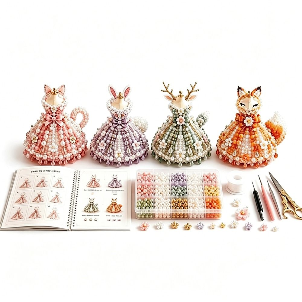 Tiny Beads 3D Beaded Dress Kit - Art Craft Rainbow 评论和价格