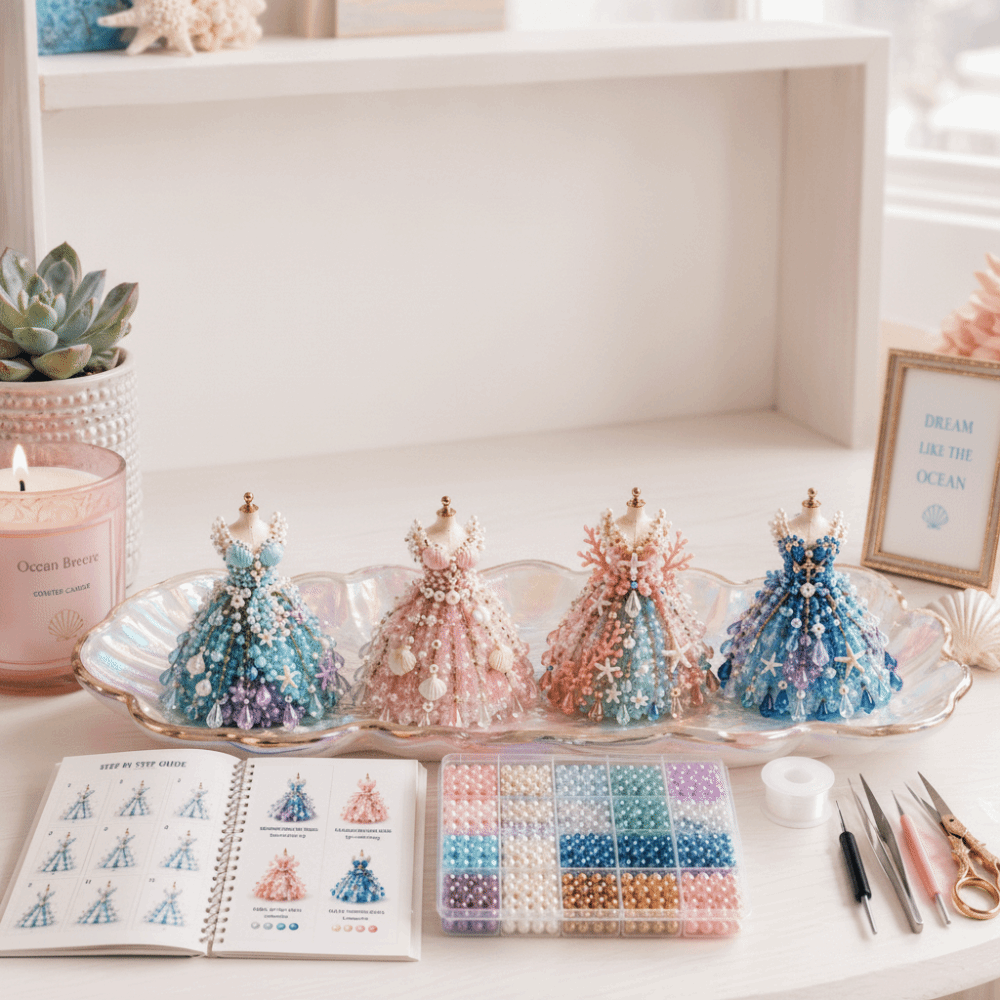 Tiny Beads 3D Beaded Dress Kit - Art Craft Rainbow 评论和价格