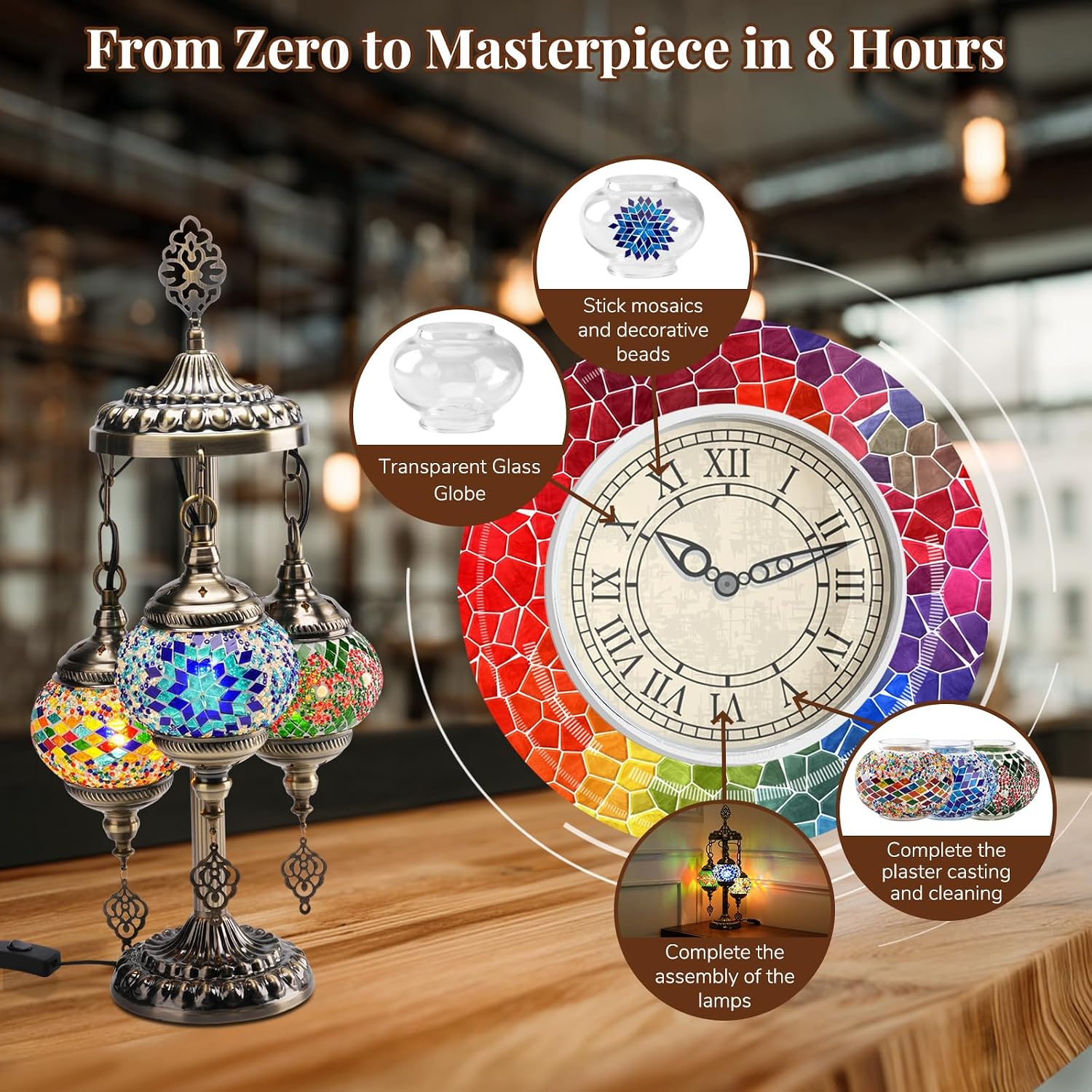 DIY 3 Globe Turkish Mosaic Lam - Art Craft Kits 评论和价格