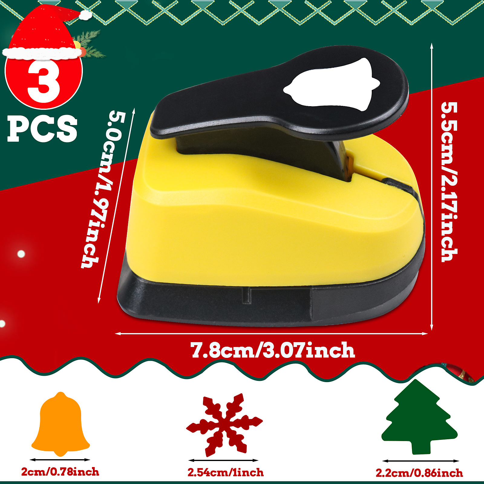 3pcs Paper Hole Puncher Cutter - Art Craft Christmas Tree 评论和价格