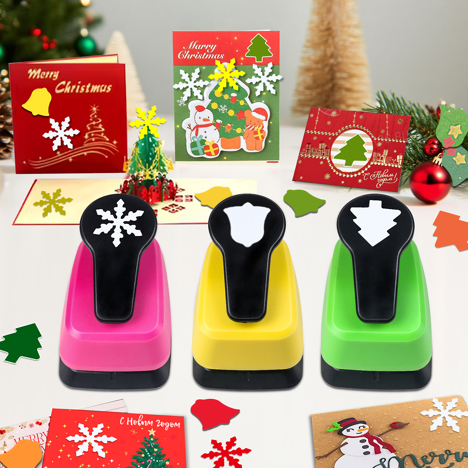 3pcs Paper Hole Puncher Cutter - Art Craft Christmas Tree 评论和价格