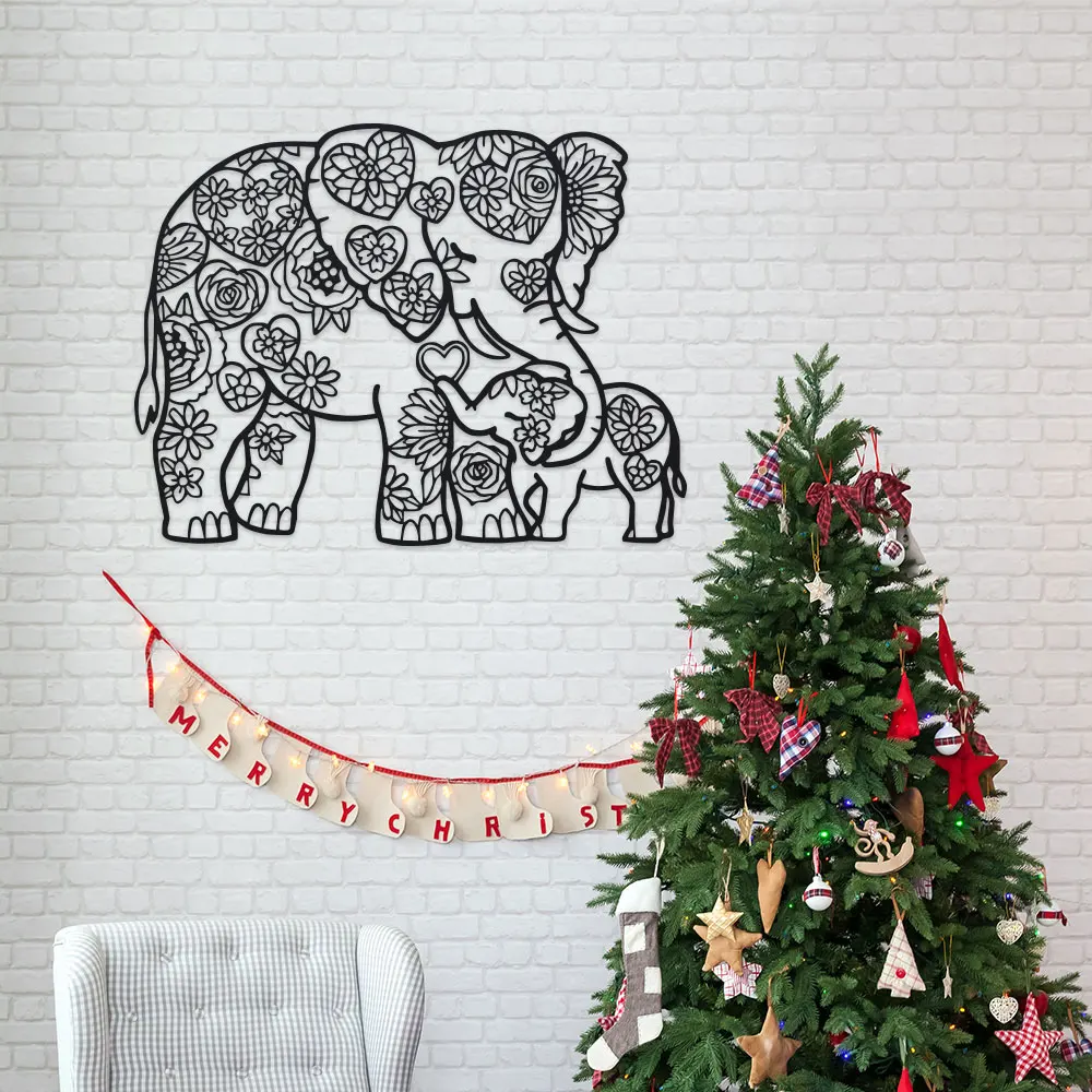 Iron Elephant with Floral Hear - Art Craft Elephant 评论和价格