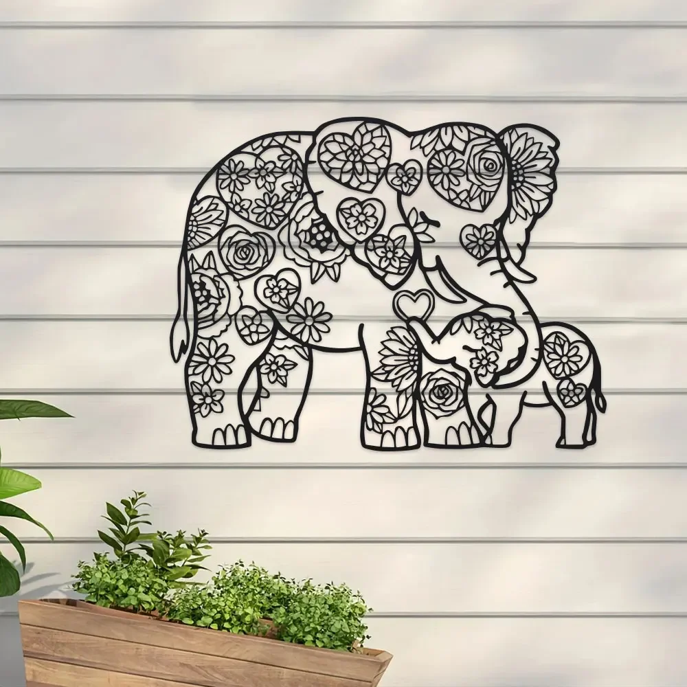 Iron Elephant with Floral Hear - Art Craft Elephant 评论和价格