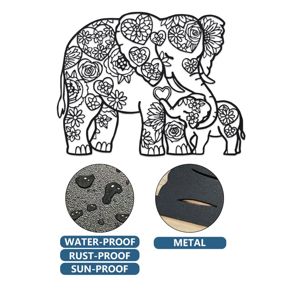 Iron Elephant with Floral Hear - Art Craft Elephant 评论和价格