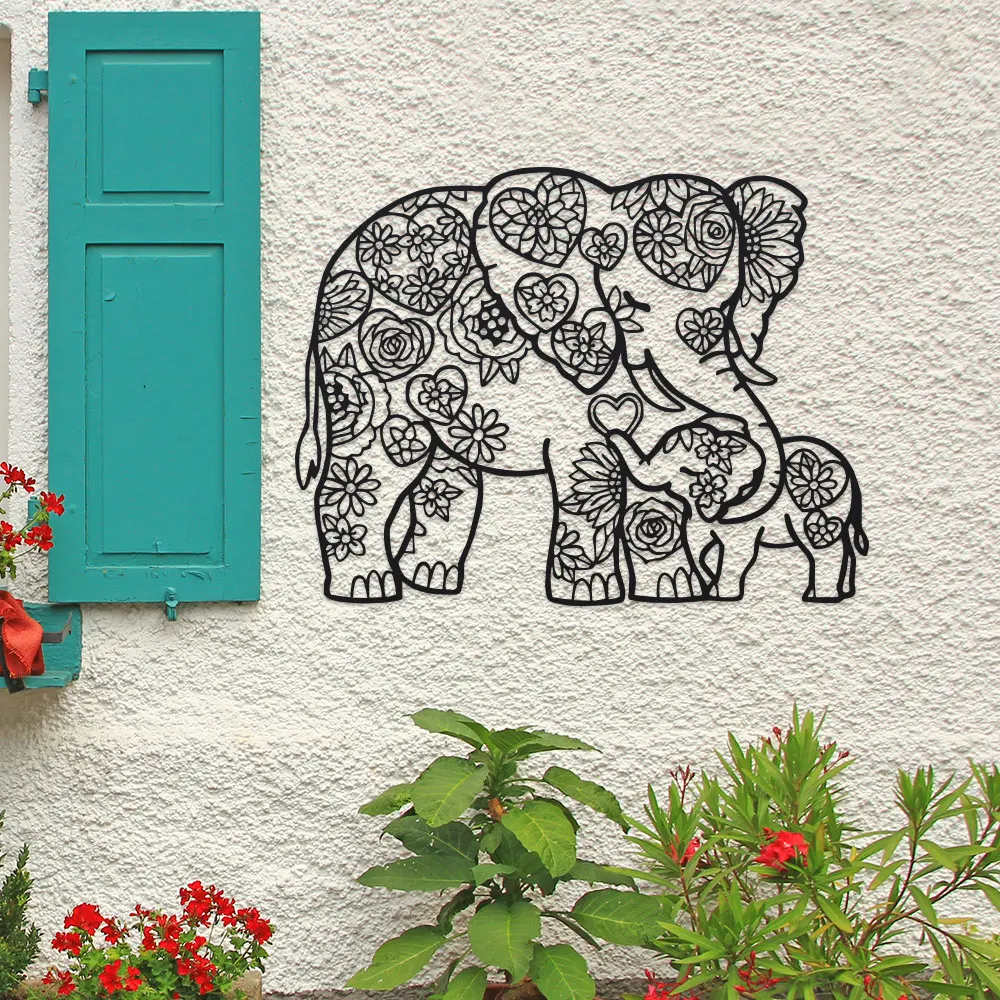Iron Elephant with Floral Hear - Art Craft Elephant 评论和价格