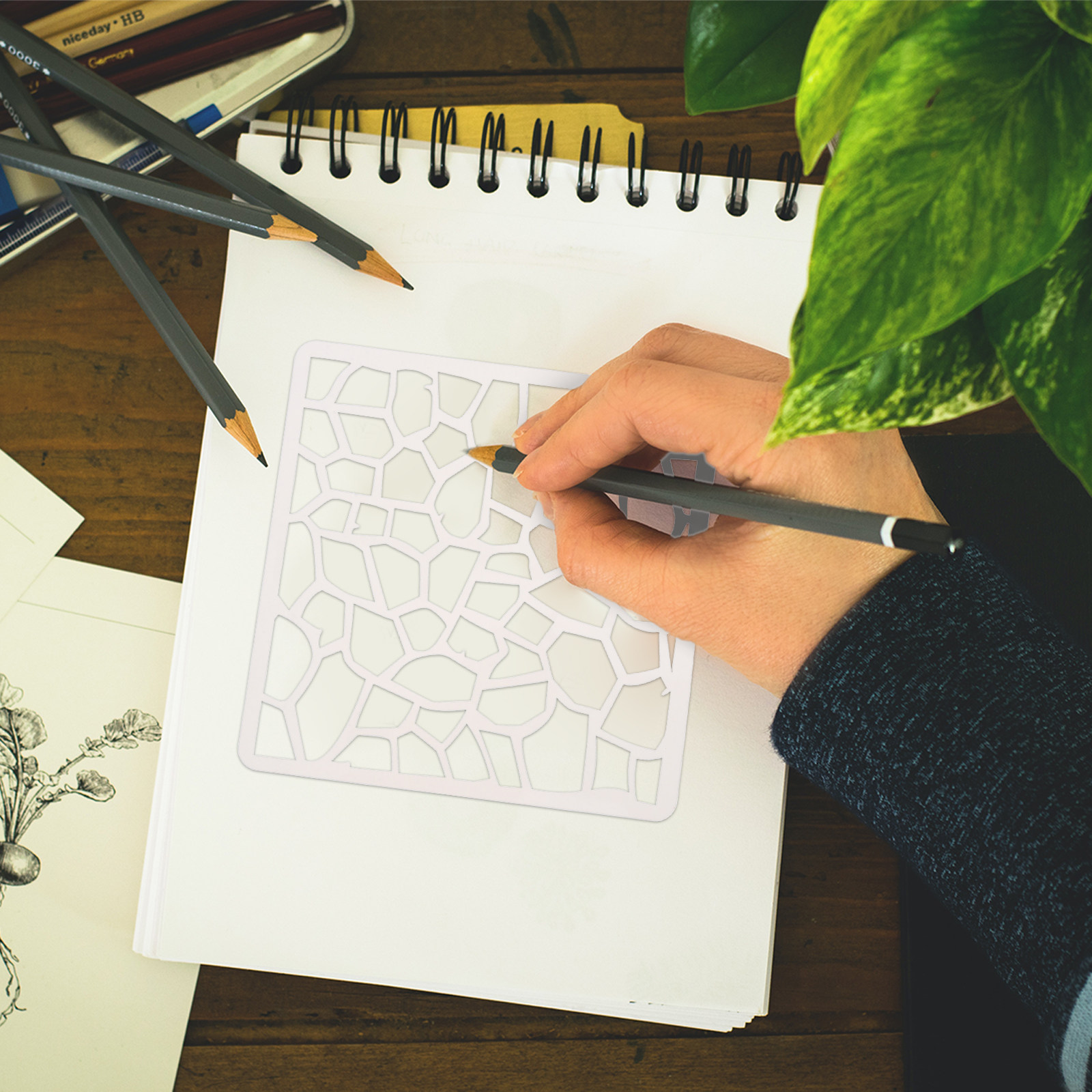 Geometric Stencils Reusable Pe - Art Craft Journals 评论和价格