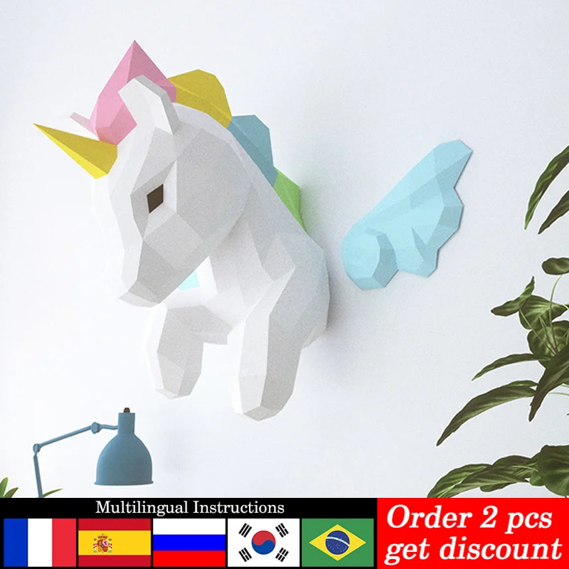 Rainbow Unicorn Animal Wall De - Art Craft Rainbow 评论和价格