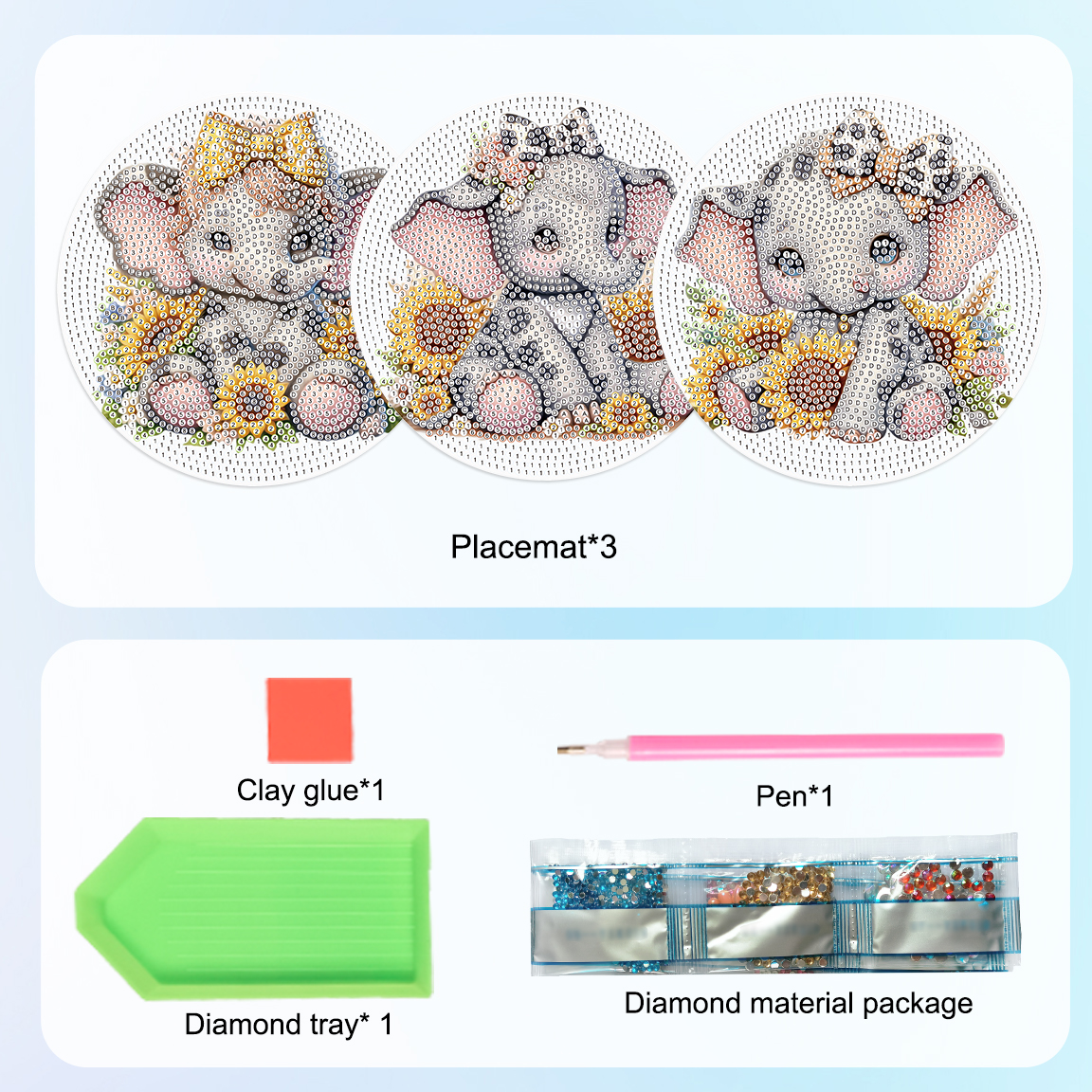 3Pcs Diamond Art Painting Plac - Art Craft Elephant 评论和价格