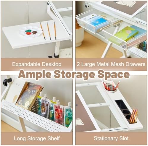 White Drafting Table with Stoo - Art & Craft Tape 评论和价格