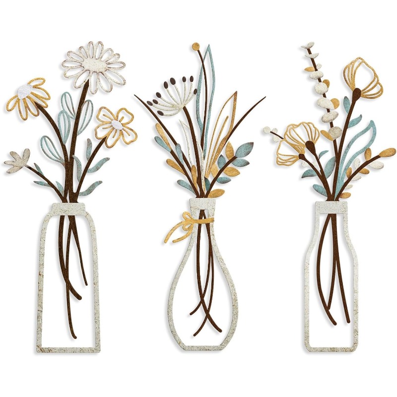 3pcs Metal Flowers Wall Decora - Art Craft Room 评论和价格