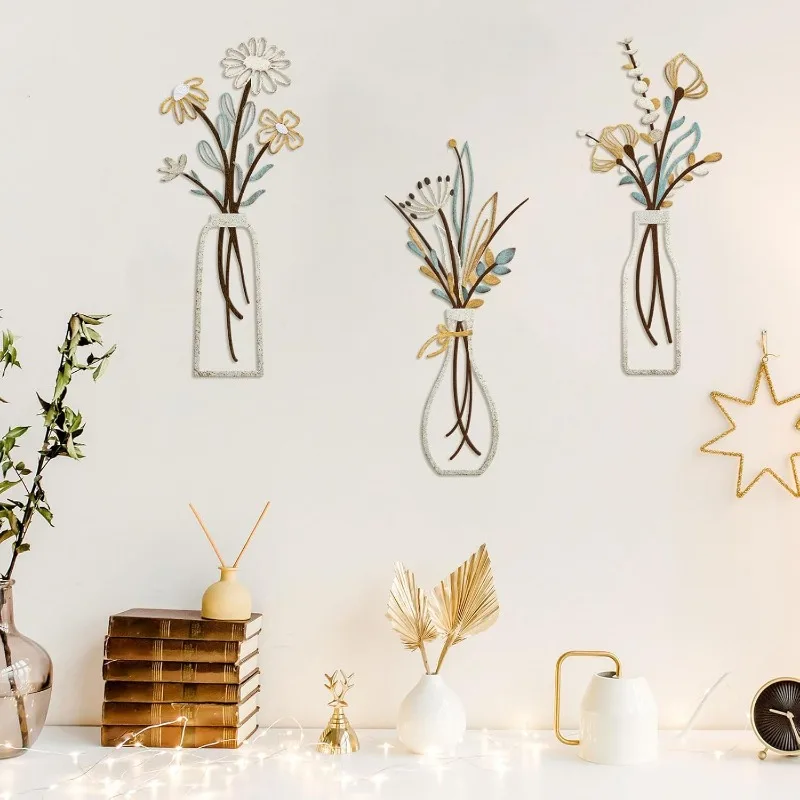 3pcs Metal Flowers Wall Decora - Art Craft Room 评论和价格