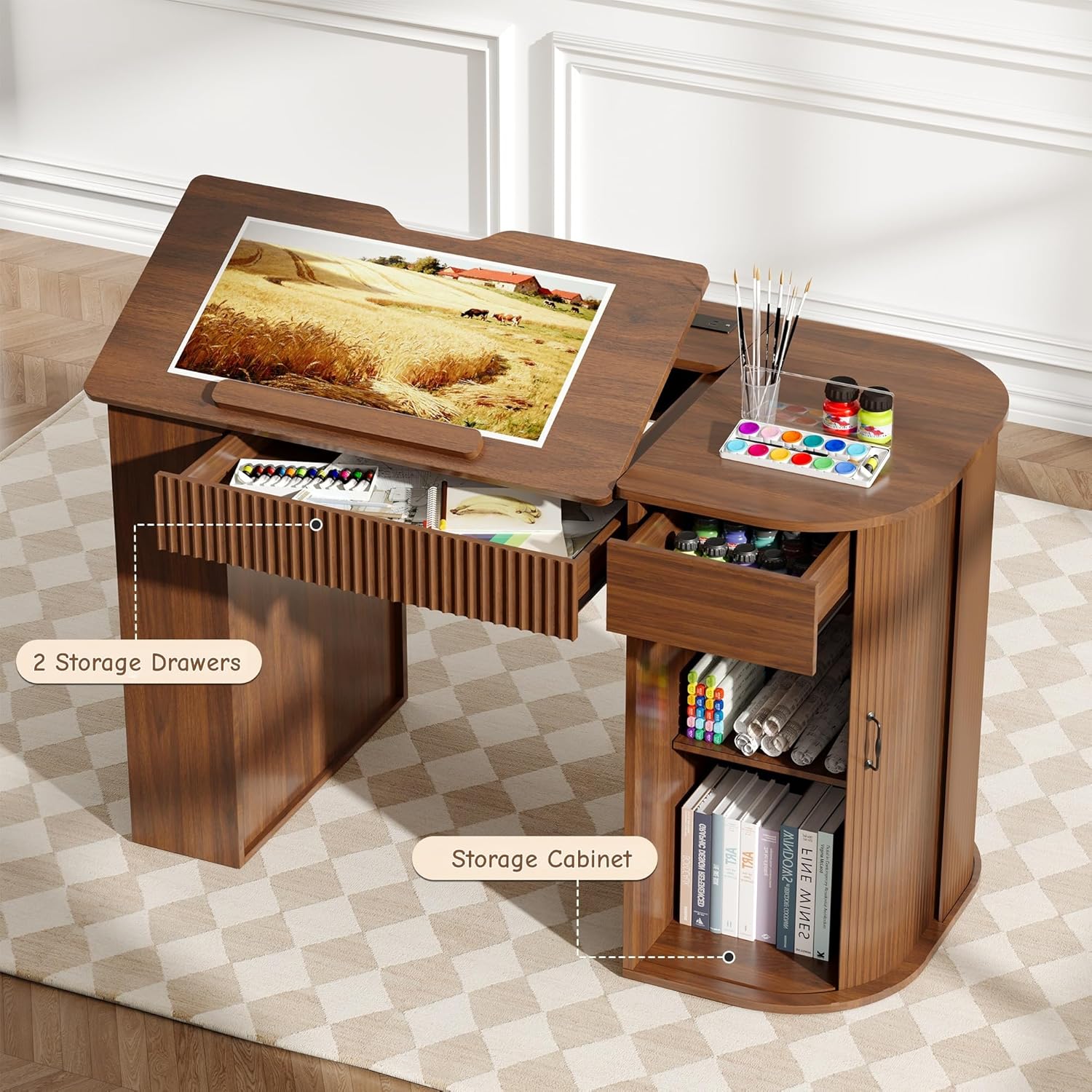 Drafting Table with Storage Ca - Art & Craft Tape 评论和价格