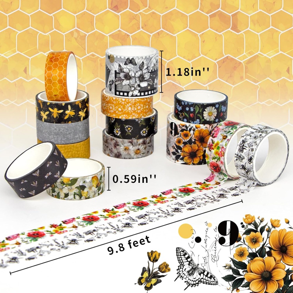 14 Rolls Vintage Bee Floral Bu - Art Craft Journals 评论和价格