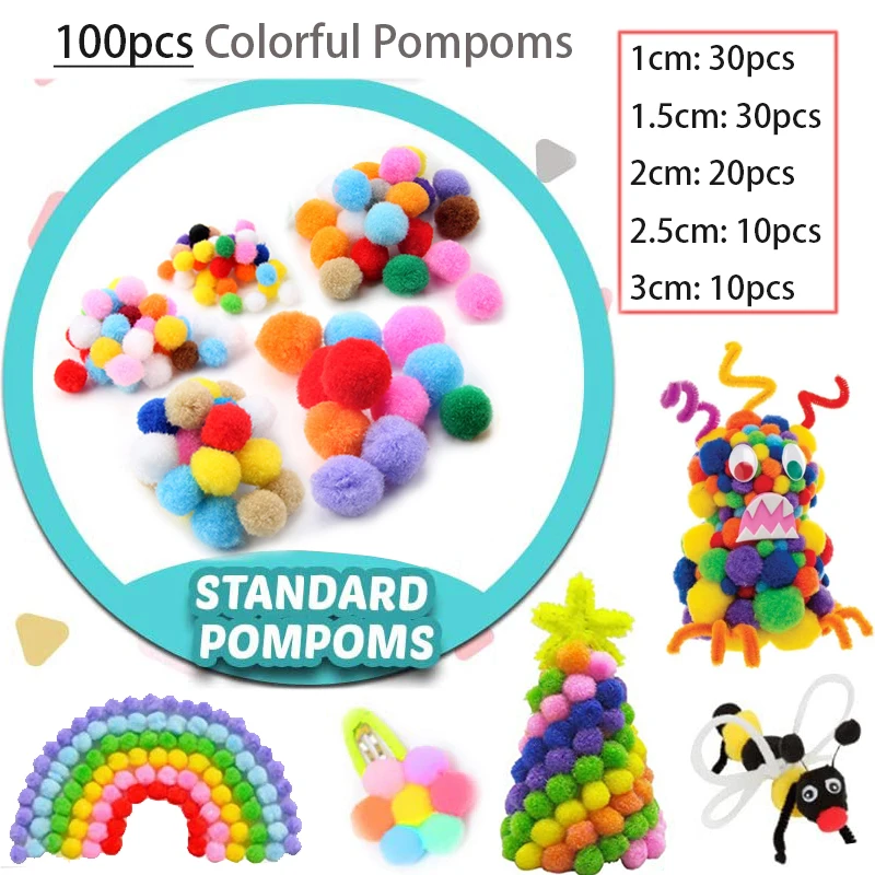 Kids Creative Plush Stick Pomp - Art Craft Rainbow 评论和价格