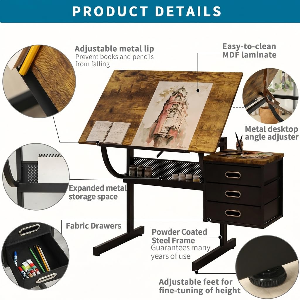 Adjustable Art Desk with Stora - Art & Craft Tape 评论和价格