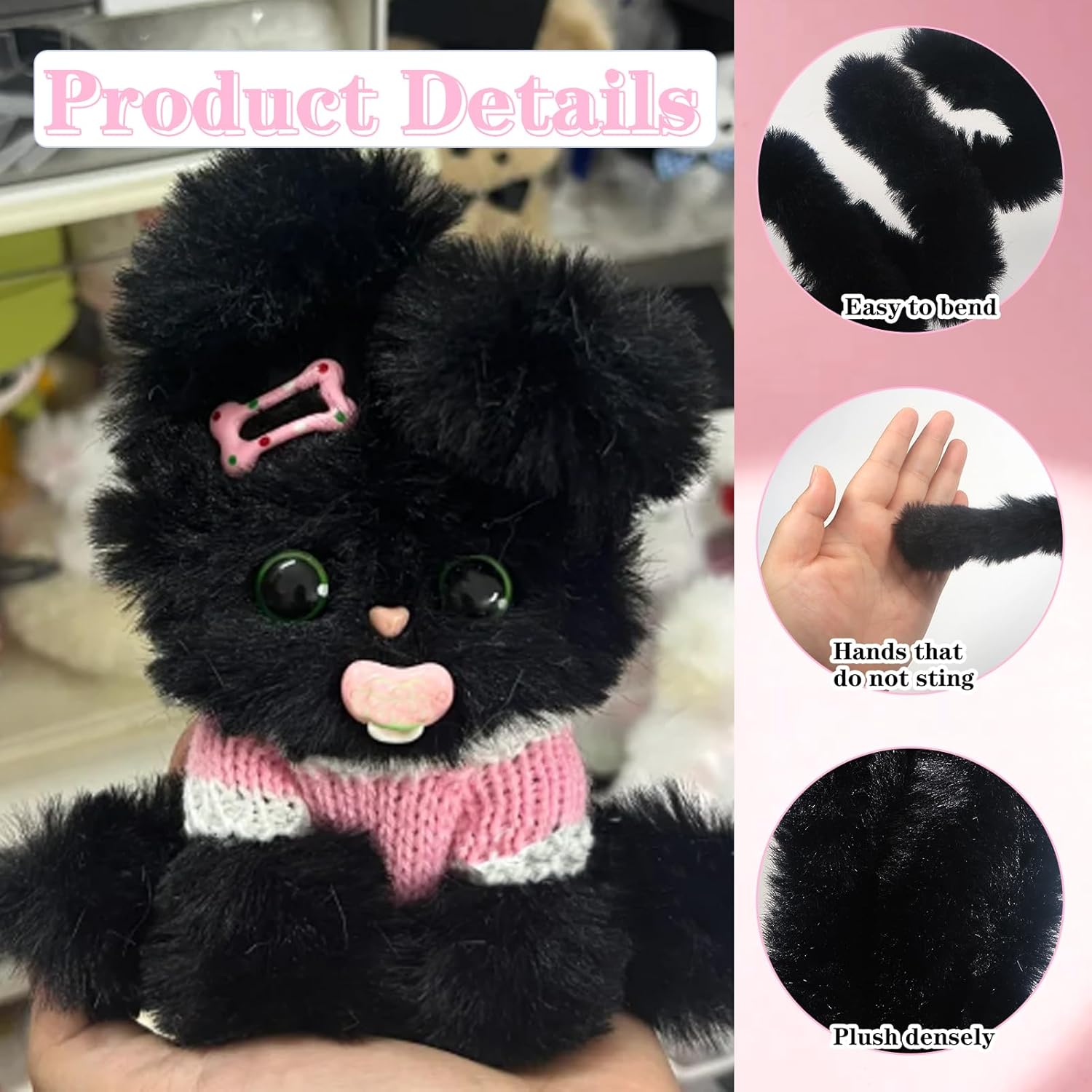 4Pcs Black Pipe Cleaners Craft - Art Craft Jumbo 评论和价格