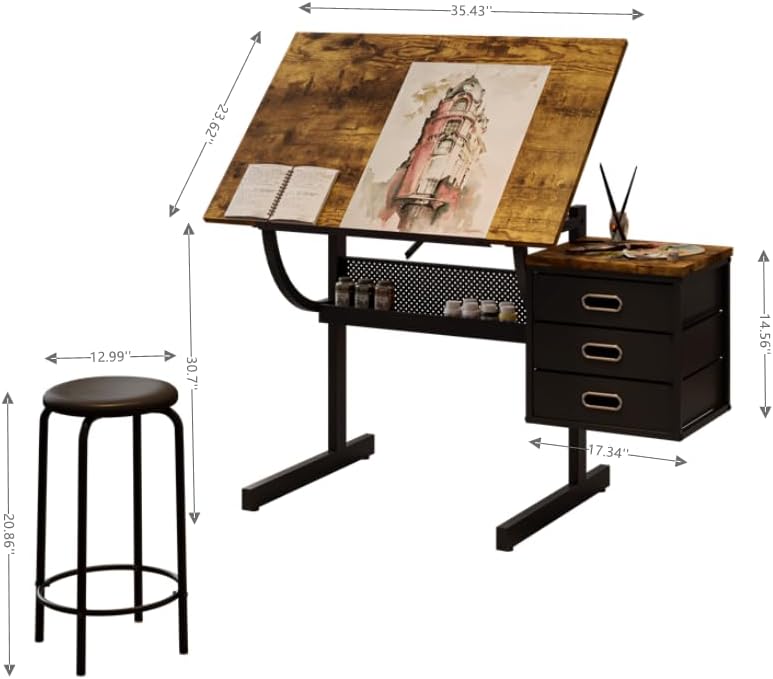 Adjustable Art Desk with Stora - Art & Craft Tape 评论和价格