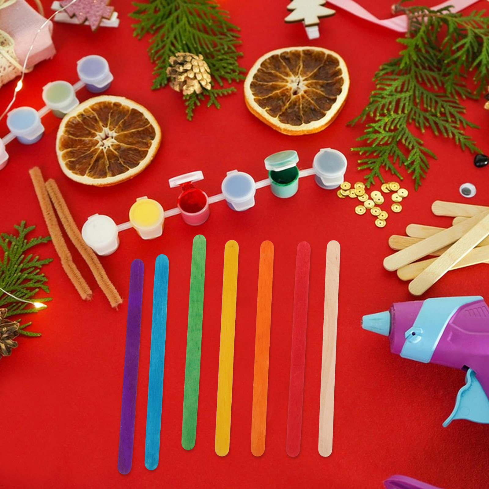 200Pcs Vibrant Colored Wooden  - Art Craft Jumbo 评论和价格