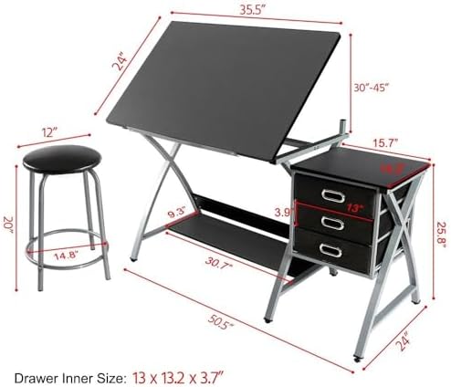 Drafting Desk, Drawing Table f - Art & Craft Tape 评论和价格