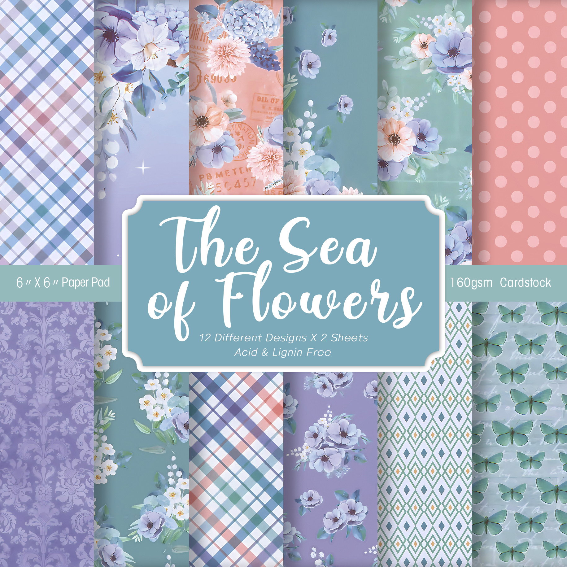 24 Sheets Colored Floral Patte - Art Craft Journals 评论和价格