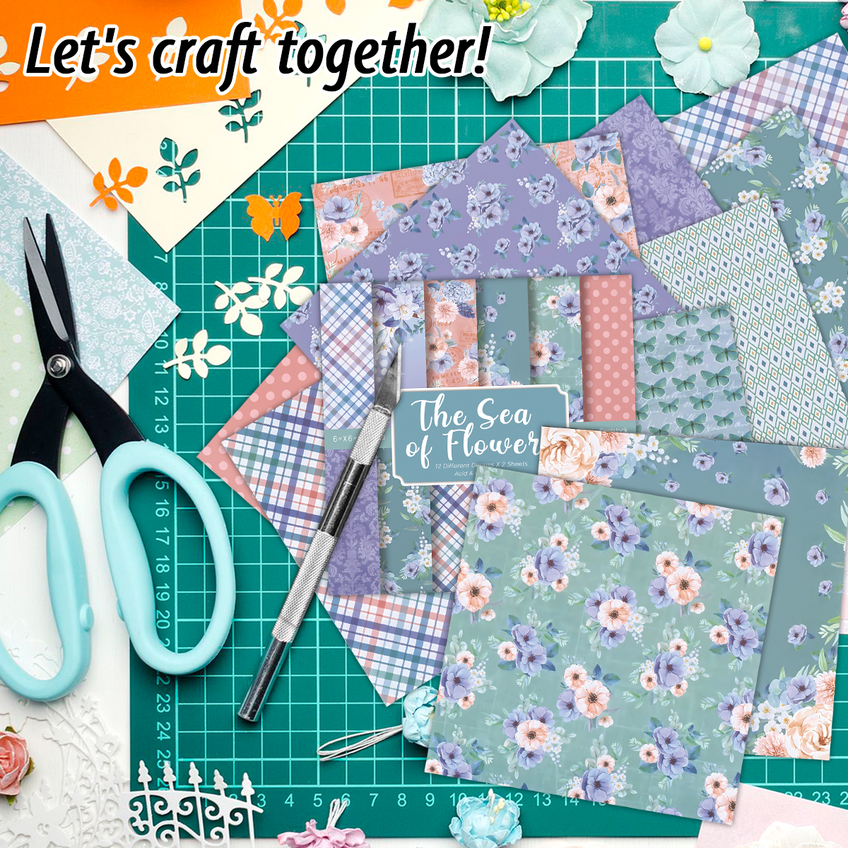 24 Sheets Colored Floral Patte - Art Craft Journals 评论和价格